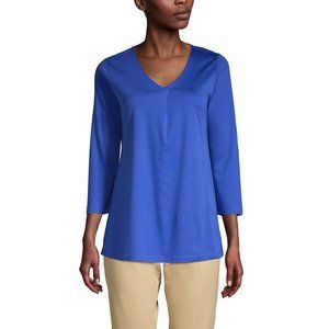 Land's End W's Supima Micro Modal 3/4 Sleeve Notch Neck Tunic - Dark Cobalt XL